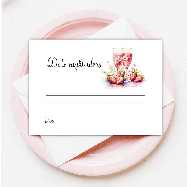 Strawberry Champagne Bridal Shower Date Game  Enclosure Card (Creator Uploaded)