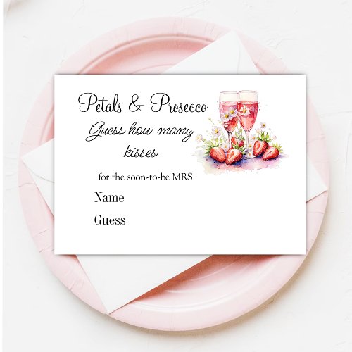 Strawberry Champagne Bridal Shower Wedding Game  Enclosure Card