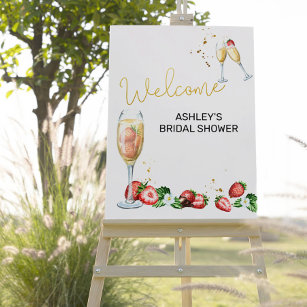 Strawberry & Champagne Welcome Easel Sign