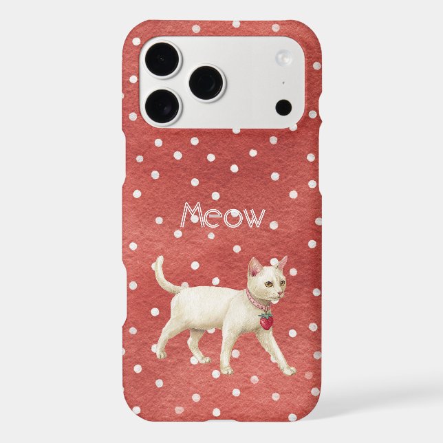 Strawberry Charm White Cat Case-Mate iPhone Case (Back)