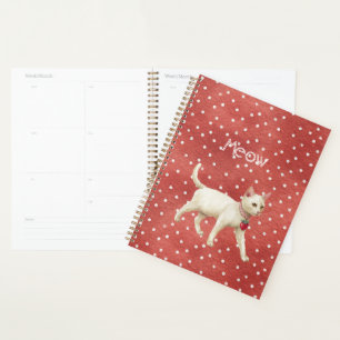 Strawberry Charm White Cat Planner