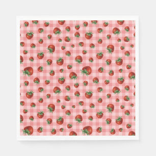 Strawberry Check Napkins