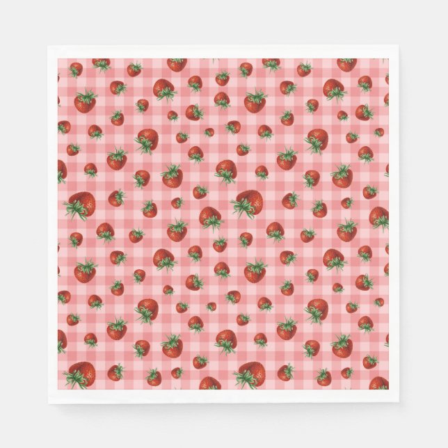 Strawberry Check  Napkins (Front)