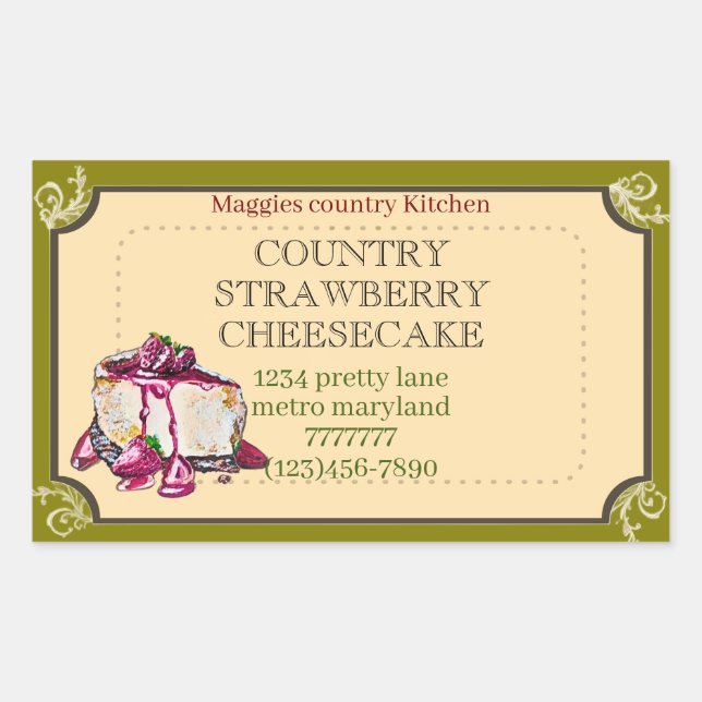 strawberry cheese cake  rectangular sticker (Front)