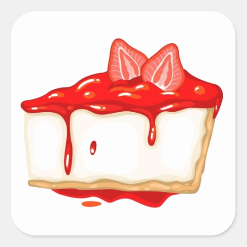Strawberry Cheesecake delicious cake Square Sticker