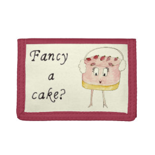 Strawberry Cheesecake Funny Slogan Fancy a Cake Trifold Wallet