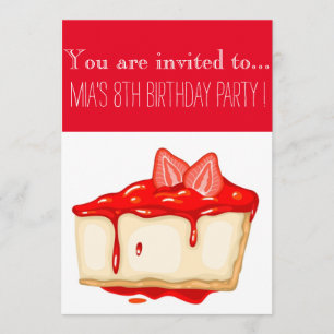 Strawberry cheesecake girl or tween birthday party invitation