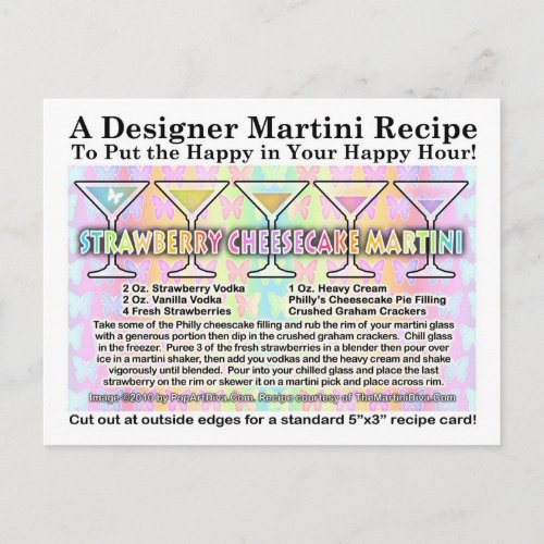 Strawberry Cheesecake Spring Martini Recipe Card