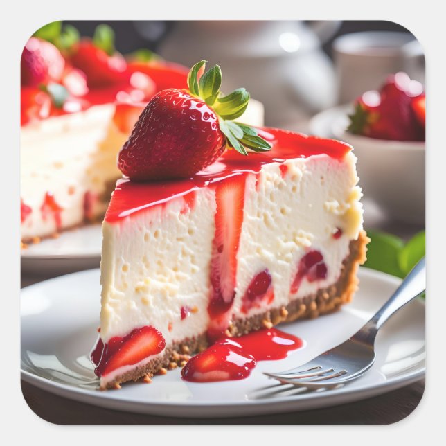 Strawberry Cheesecake Square Sticker (Front)