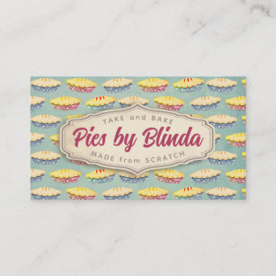 Strawberry cherry pie fruit pies bakery baking business card