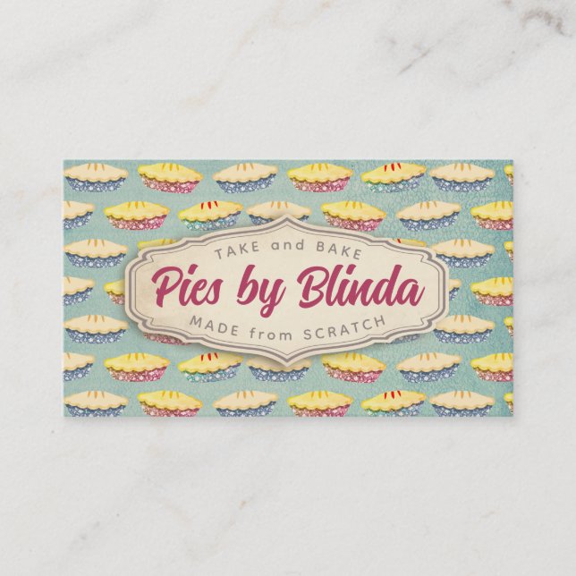 Strawberry cherry pie fruit pies bakery baking business card (Front)