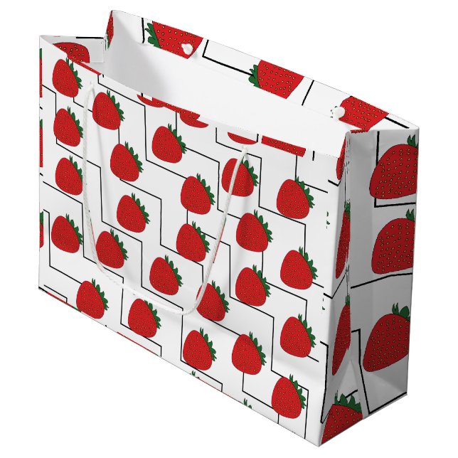 Strawberry Chevron Stripes Large Gift Bag (Front Angled)