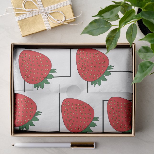 Strawberry Chevron Stripes Tissue Paper (Gift)