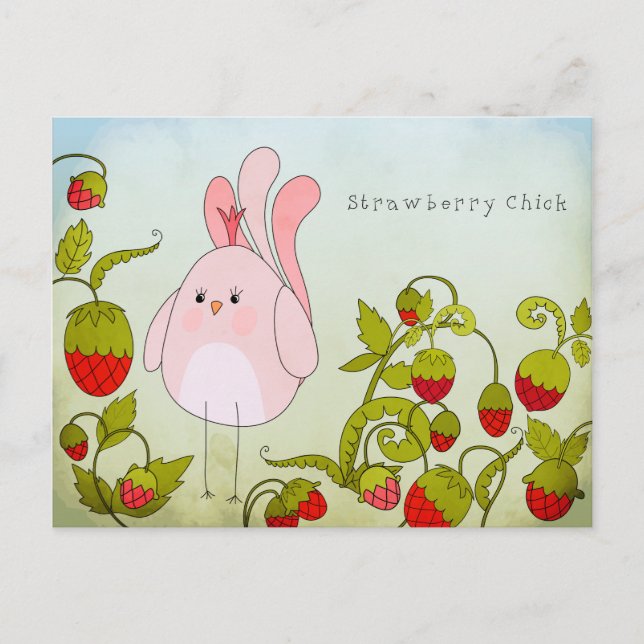 Strawberry Chick Postcard (Front)