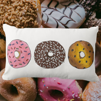 Strawberry Chocolate Blueberry Donut Doughnut Food Lumbar Pillow by rebeccaheartsny at Zazzle