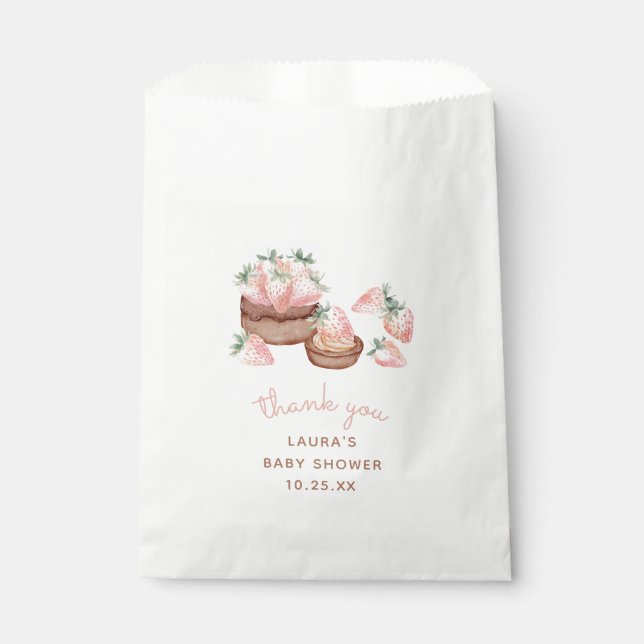 Strawberry Chocolate Cake Berry Sweet Baby Shower Favor Bag (Front)