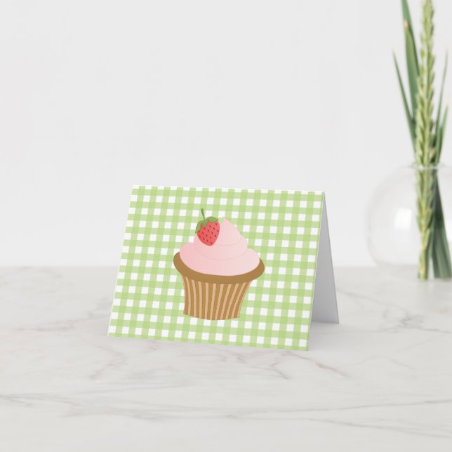 Strawberry Chocolate Cupcake Letterpress Thank You Card (Front)