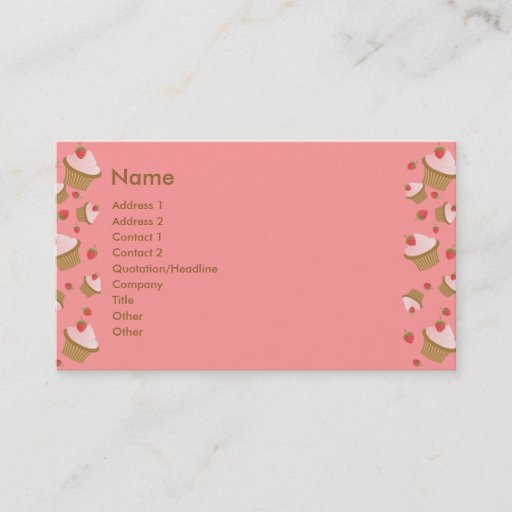 Customizable Strawberry Chocolate Cupcakes Business Card