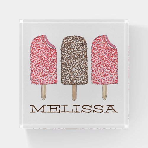 Strawberry Chocolate Eclair Ice Cream Popsicles Paperweight