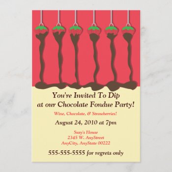 Strawberry & Chocolate Fondue Party Invitation by nyxxie at Zazzle