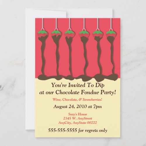 Strawberry &amp; Chocolate Fondue Party Invitation