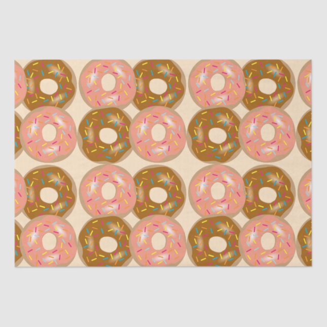 Strawberry & Chocolate Frosted Donuts Tissue Paper (Front)