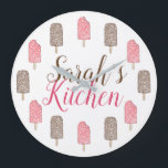 Strawberry Chocolate Ice Cream Popsicles Kitchen Large Clock<br><div class="desc">Wall clock features an original illustration of delicious strawberry shortcake and chocolate eclair ice cream popsicles. Just personalize for a fun kitchen accessory. This foodie design is also available on other products. Coordinating fruit-themed decor is also available. Don't see what you're looking for? Need help with customization? Contact Rebecca to...</div>