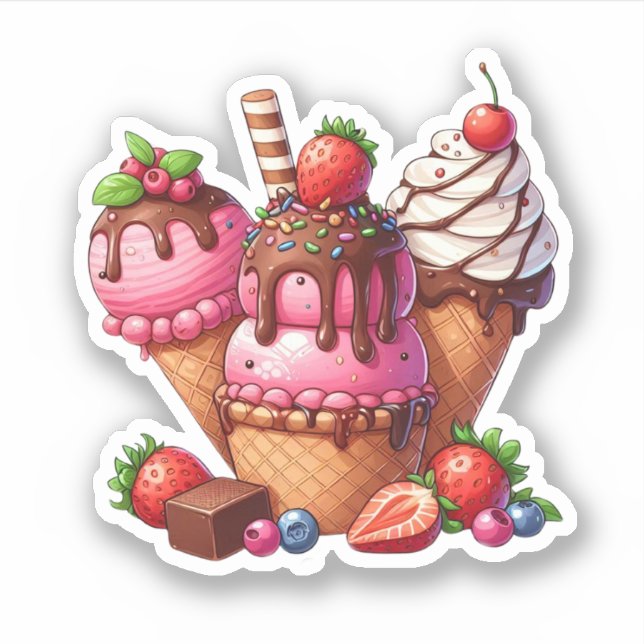 strawberry chocolate ice cream sticker (Front)