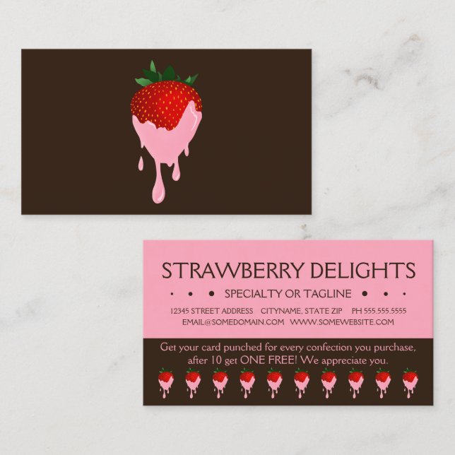 strawberry chocolate strawberries punch card (Front/Back)