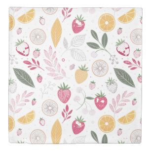 Strawberry Citrus Botanical Duvet Cover – Queen Si