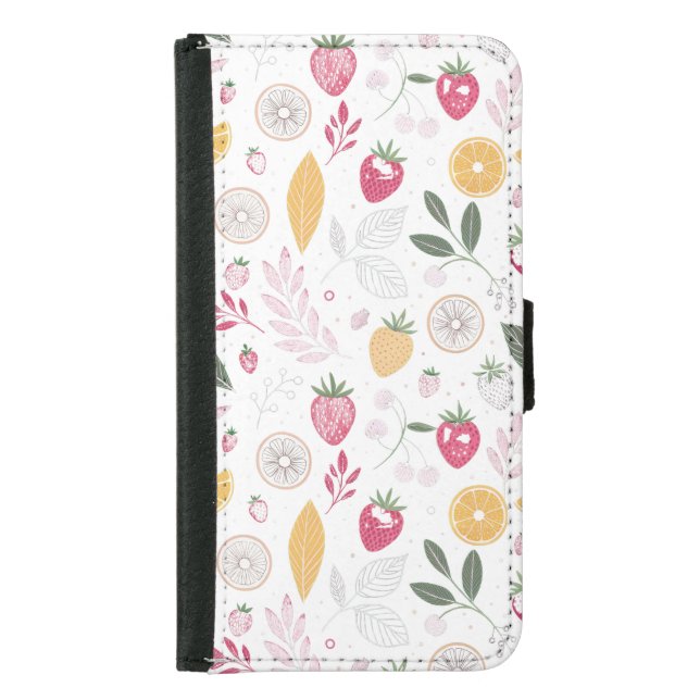 Strawberry & Citrus Floral Wallet Case  (Front)