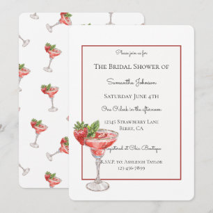 Strawberry Cocktail Drinks Bridal Shower Invitation