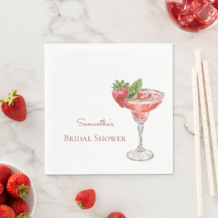 Strawberry Cocktail Drinks Bridal Shower Napkins