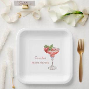 Strawberry Cocktail Drinks Bridal Shower Paper Plates