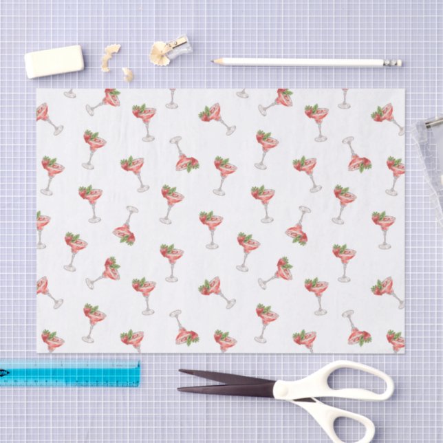 Strawberry Cocktail Drinks Red Bridal Shower Tissue Paper (Craft)