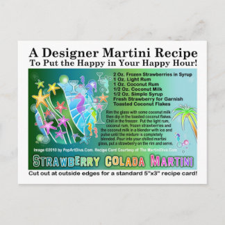 Strawberry Colada Tropical Martini Recipe Postcard