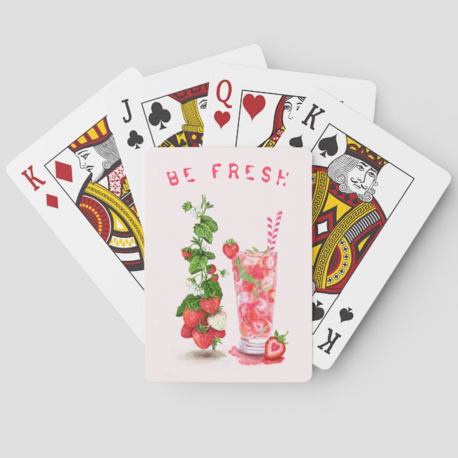 Strawberry Cool Party Drink Fruits Playing Cards (Back)
