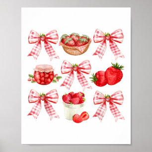 Strawberry Coquette Bow Strawberries Festival Girl Poster