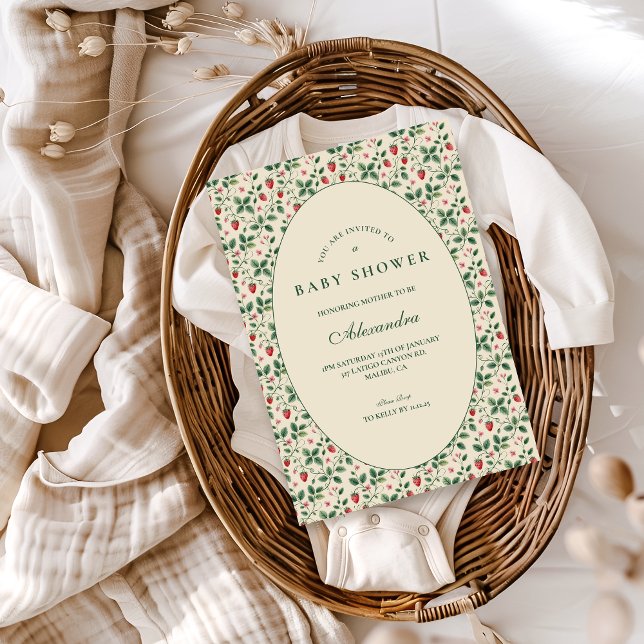 Strawberry Cottage Garden Baby Shower Invitation (Creator Uploaded)