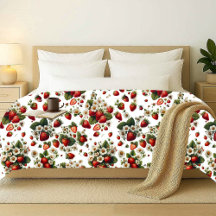 Strawberry Cottagecore Botanical Duvet Cover