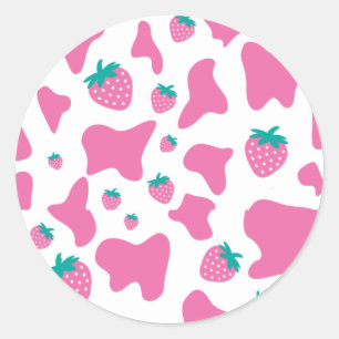 Strawberry Cow Classic Round Sticker