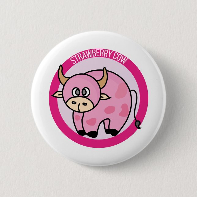 Strawberry Cow Costume Cute Design Ideas Cartoon Button (Front)