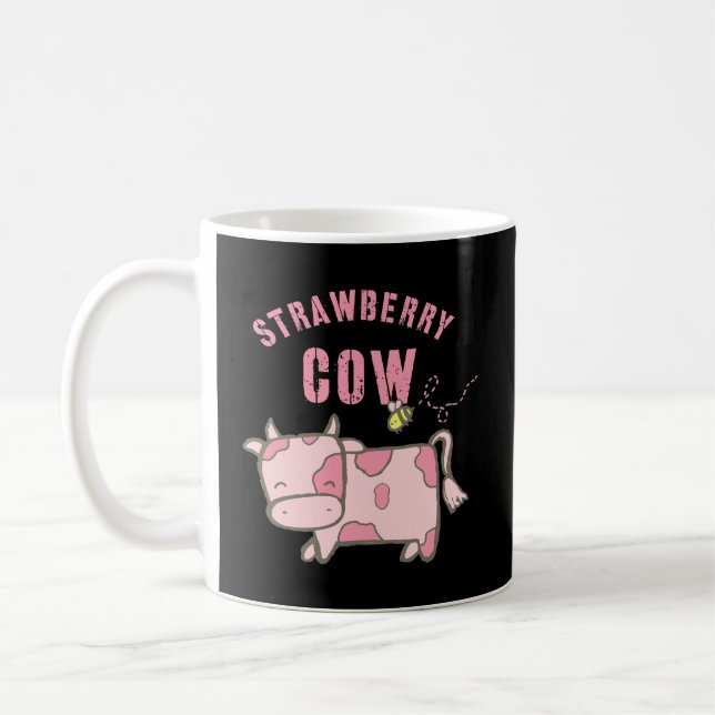 Strawberry Cow Cow Lover Kawaii Cow Coffee Mug (Left)