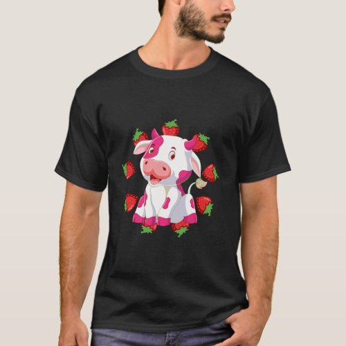 Strawberry Cow Cute Fruit Cow T_Shirt