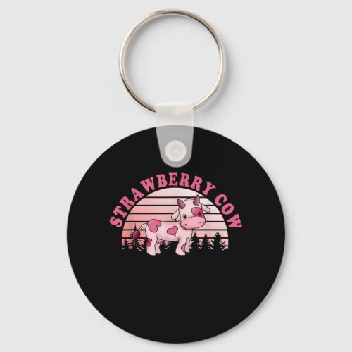 Strawberry Cow Cute Keychain