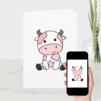 Strawberry Cow kawaii | Greeting Card