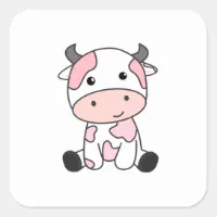 Strawberry Cow Matte Vinyl Sticker Stickers Cute Kawaii 