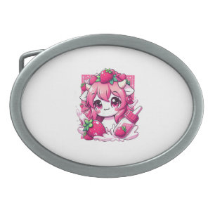 Strawberry Cow Kawaii Anime Strawberry Milk _1 Belt Buckle