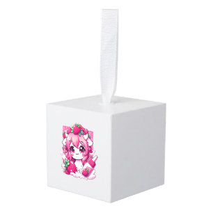 Strawberry Cow Kawaii Anime Strawberry Milk _1 Cube Ornament