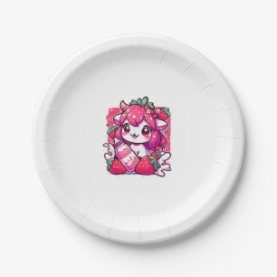 Strawberry Cow Kawaii Anime Strawberry Milk _2_1 Paper Plates